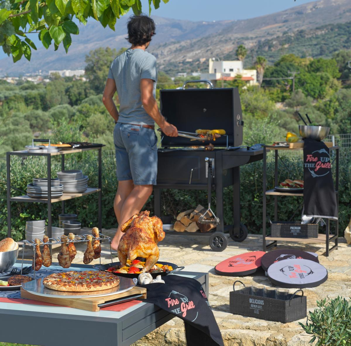 Holzkohlegrill Grillmax 4 Schwarz mit Thermometer - Schwarz, Modern, Kunststoff/Metall (115/68/108cm) - Mömax