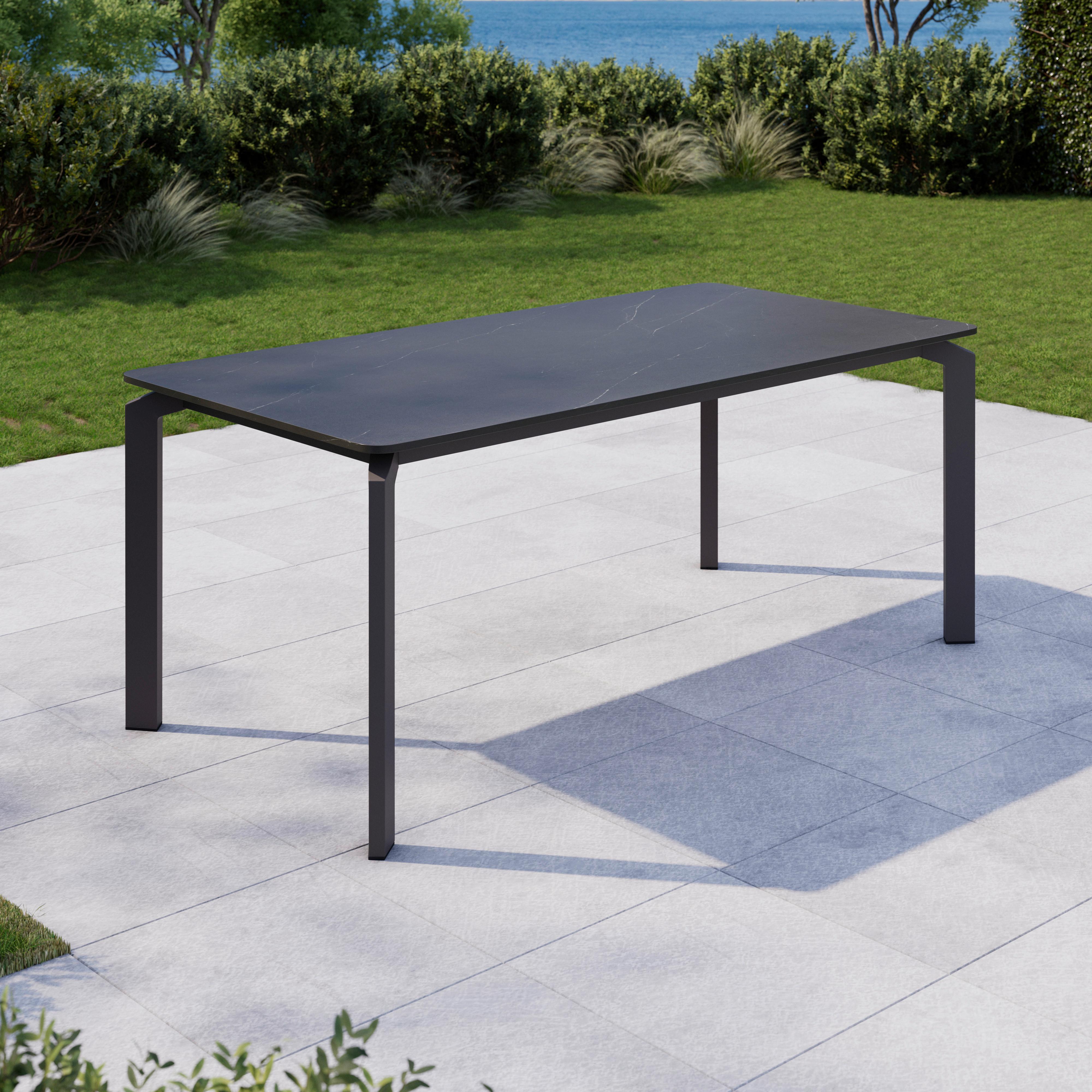 Gartentisch Cancun Anthrazit Aluminium - Anthrazit, MODERN, Keramik/Metall (180/74/90cm) - Mömax
