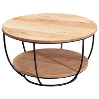 Couchtisch "WL5.957" , Ø ca. 60 cm, aus Akazie - Schwarz/Akaziefarben, MODERN, Holz/Metall (60/60/34,5cm) - MID.YOU