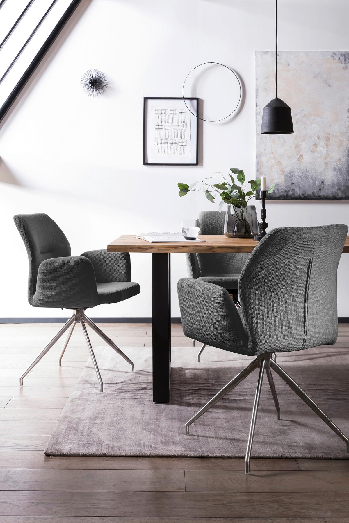 Naslanjač Sofija, Temno Siva, Vrtljiv - srebrne barve/temno siva, Moderno, kovina/tekstil (60/89/62cm) - Livetastic