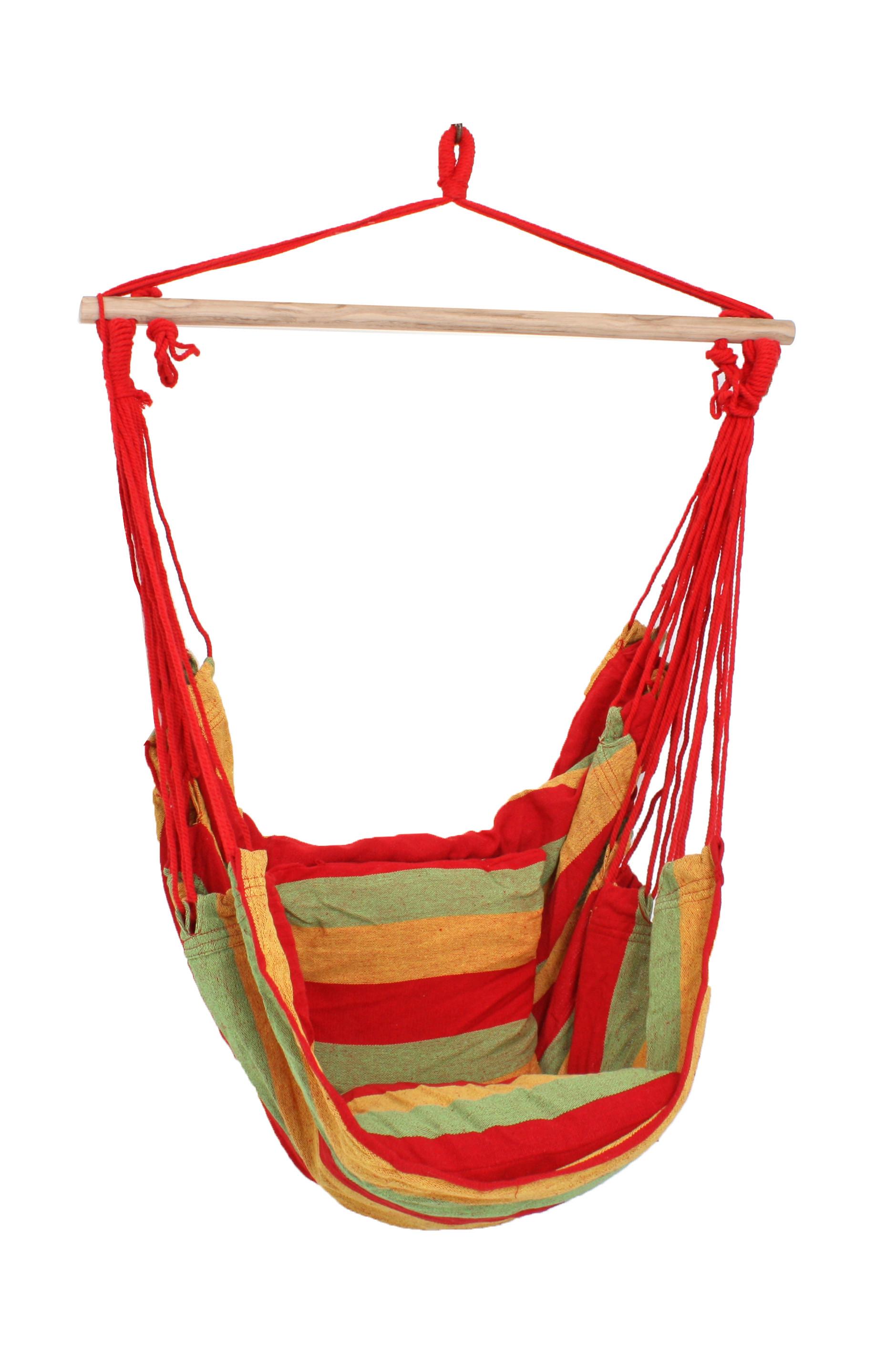 Hängesessel Tobago ca. 90x120 cm Rot/Grün/Gelb - Gelb/Rot, Basics, Holz/Textil (90/120/60cm)