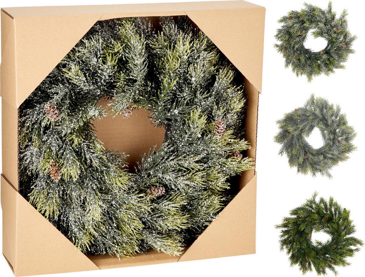 Koszorú Xmas - zöld, műanyag (35/12cm)
