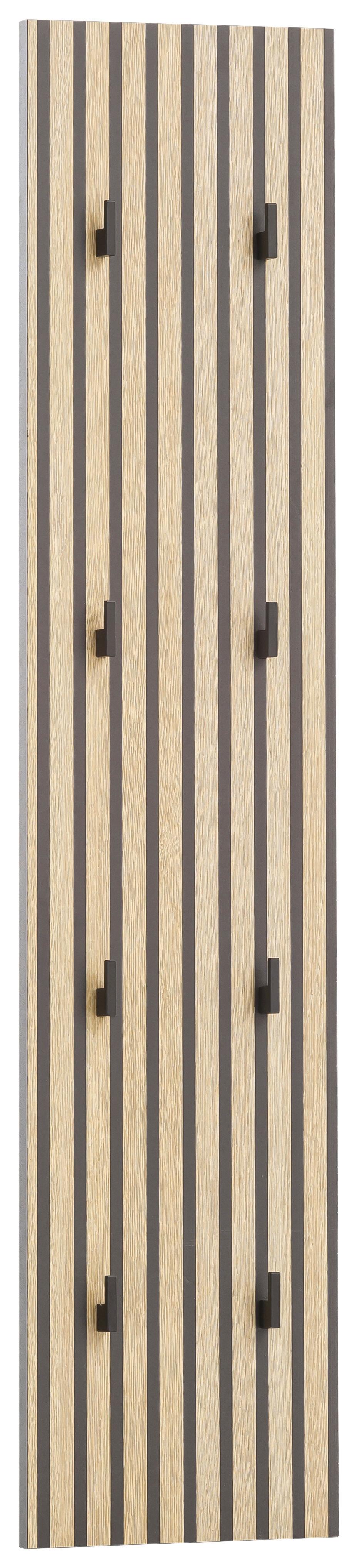 Stenski Panel Katta, Barva Hrasta, Črna - črna/barve hrasta, Moderno, leseni material (24,5/109/2,6cm) - Stylife