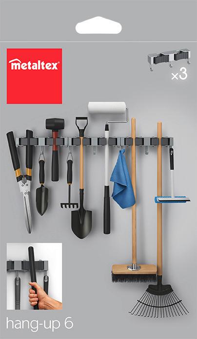 Eszköztartó Hang Up 6 - szürke, műanyag (31/9,5/6cm) - Metaltex