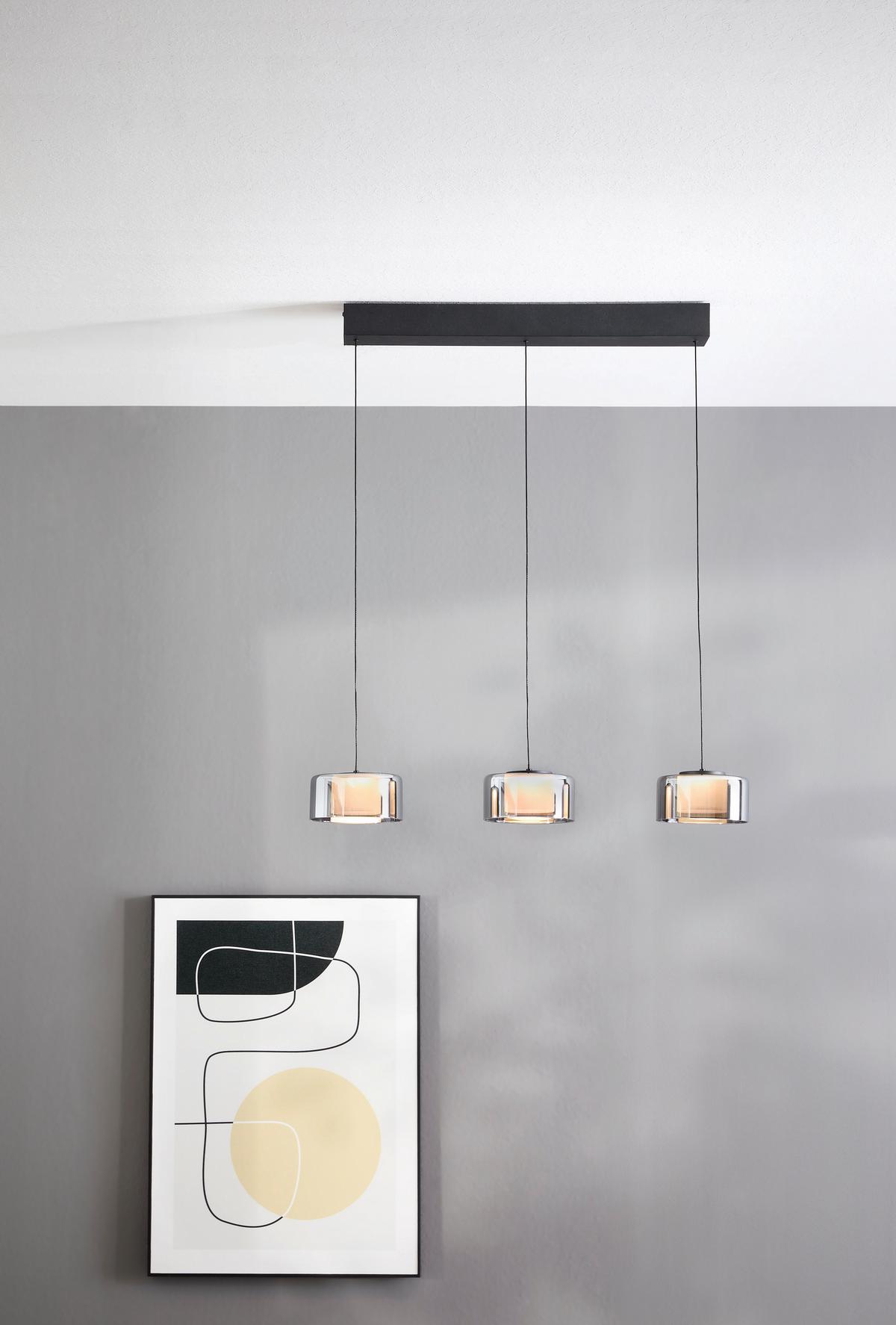 LAMPA WISZĄCA LED 2113-18 RIKA - czarny, Design, tworzywo sztuczne/metal (66/15/220cm) - Paul Neuhaus