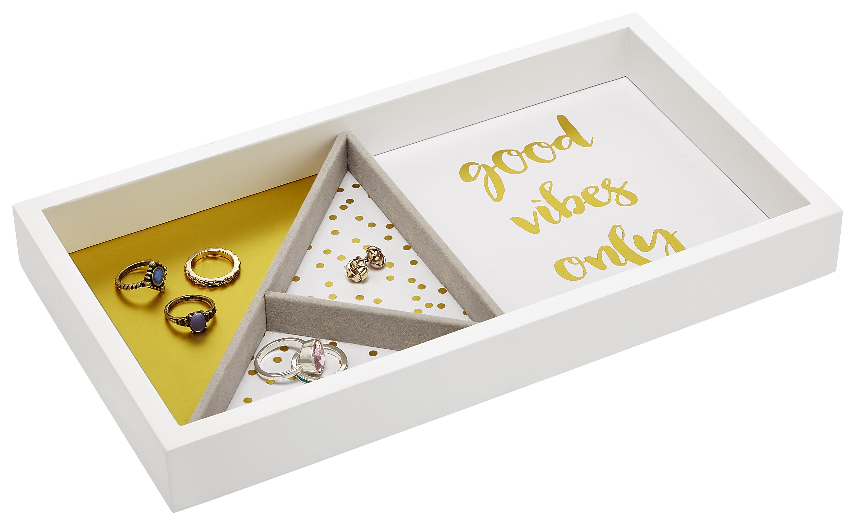 Schmuckbox Kai Weiß/Goldfarben - Goldfarben/Weiß, Holzwerkstoff (29,1cm) - Mömax modern living