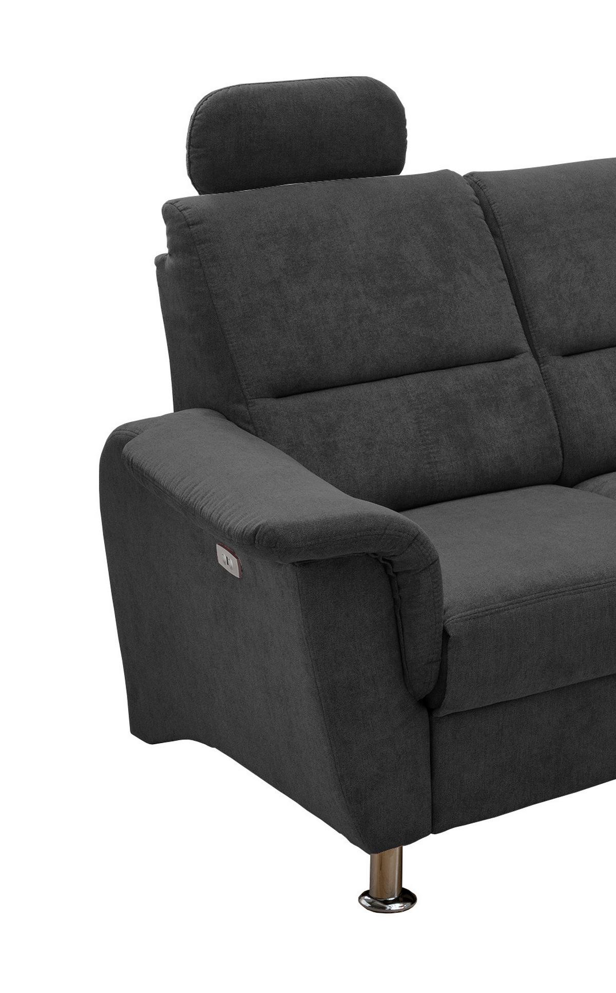 Wohnlandschaft Parole Schwarz Mikrofaser - Chromfarben/Schwarz, KONVENTIONELL, Textil/Metall (231/184cm) - Livetastic
