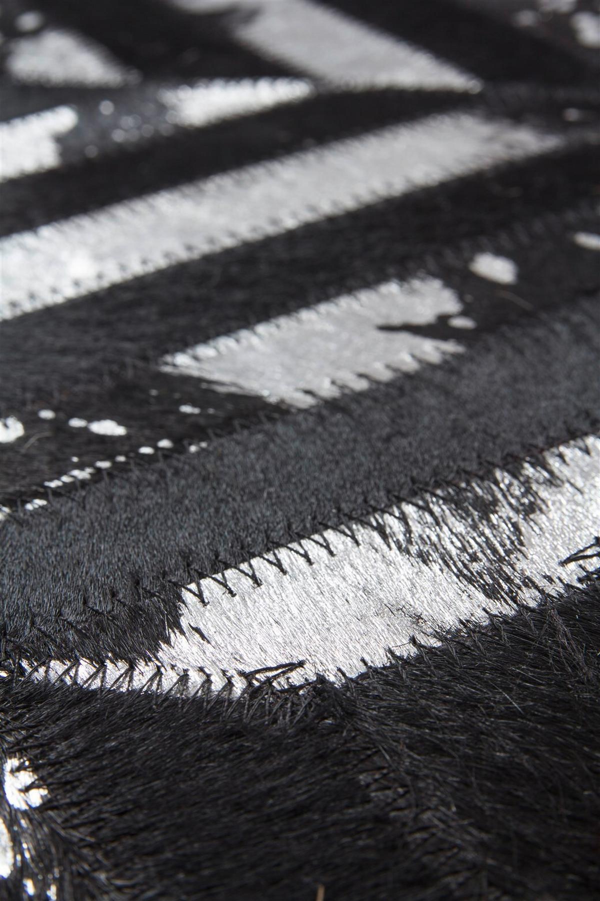 FLACHWEBETEPPICH SPARK 410 SCHWARZ / SILBER - Silberfarben/Schwarz, Basics, Leder (120/170cm) - Kayoom