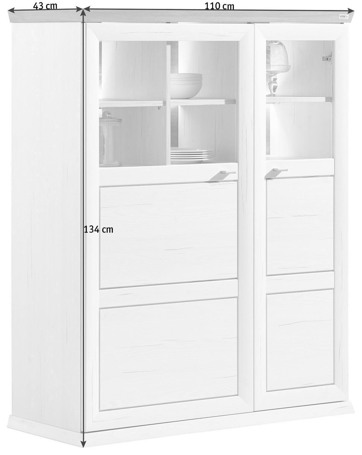 KOMODA WYSOKA CAMRON   -HOM IN- - biały/szary, Lifestyle, materiał drewnopochodny/metal (110,2/134,3/43cm) - Hom`in