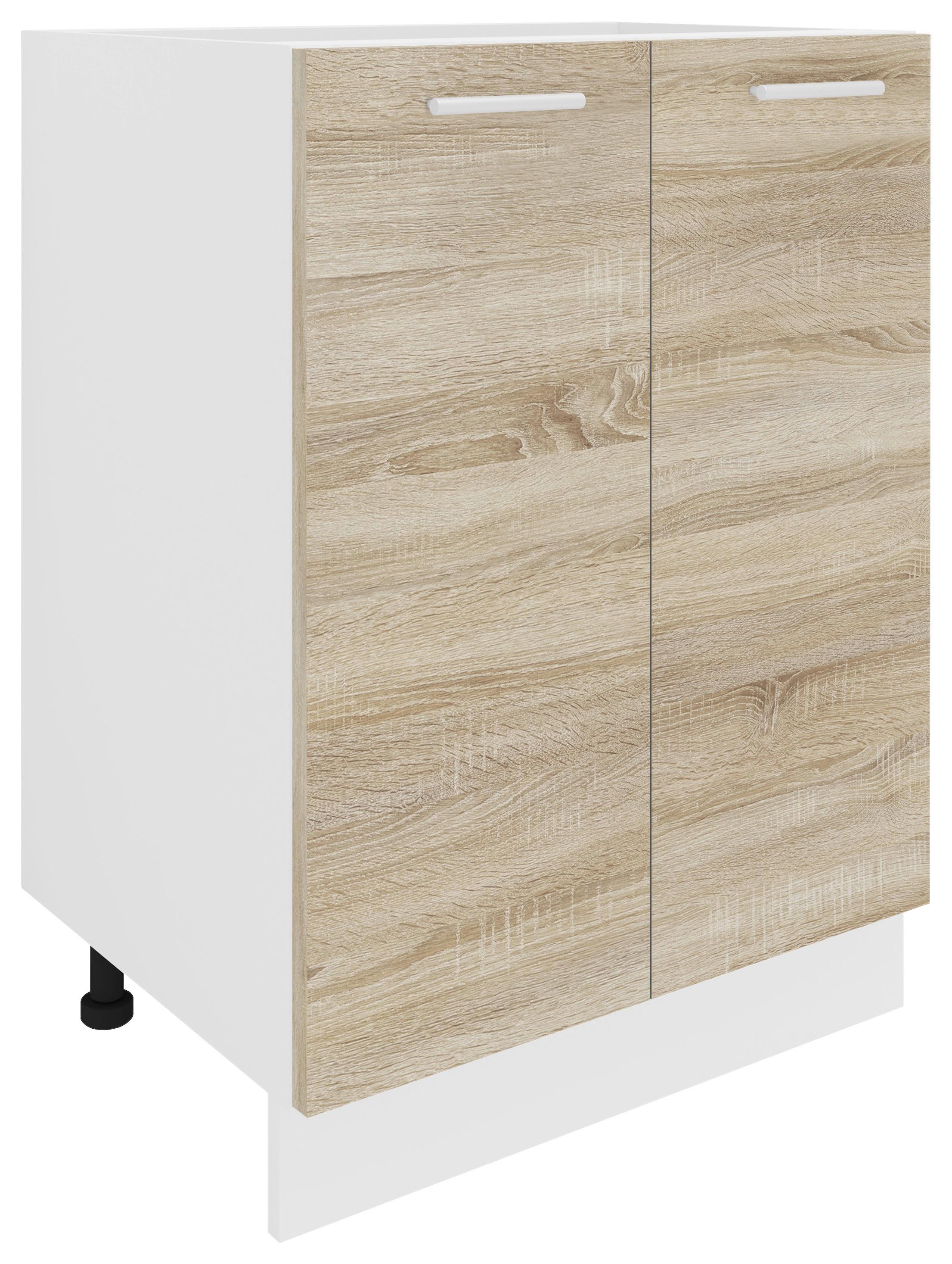 Kuhinjska Spodnja Omarica Esilo, Hrast, Bela - bela/barve aluminija, Konvencionalno, kovina/leseni material (60/82/46cm) - MID.YOU