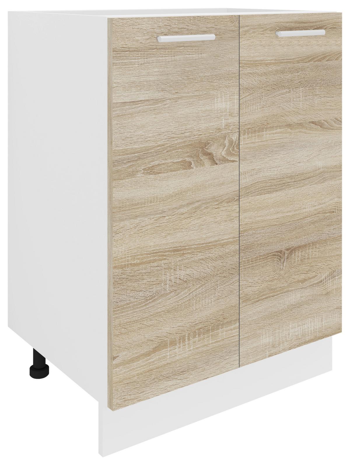 Kuhinjska Spodnja Omarica Esilo, Hrast, Bela - bela/barve aluminija, Konvencionalno, kovina/leseni material (60/82/46cm) - MID.YOU