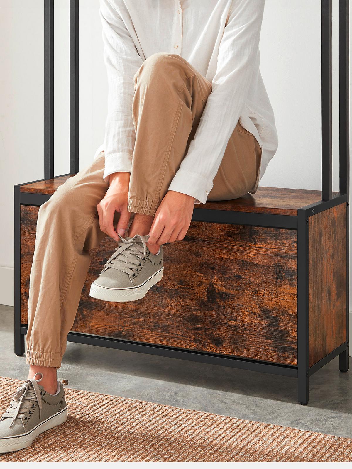 GARDEROBE HSR405B01 - Schwarz/Braun, Trend, Holzwerkstoff/Metall (85/30/180cm) - MID.YOU