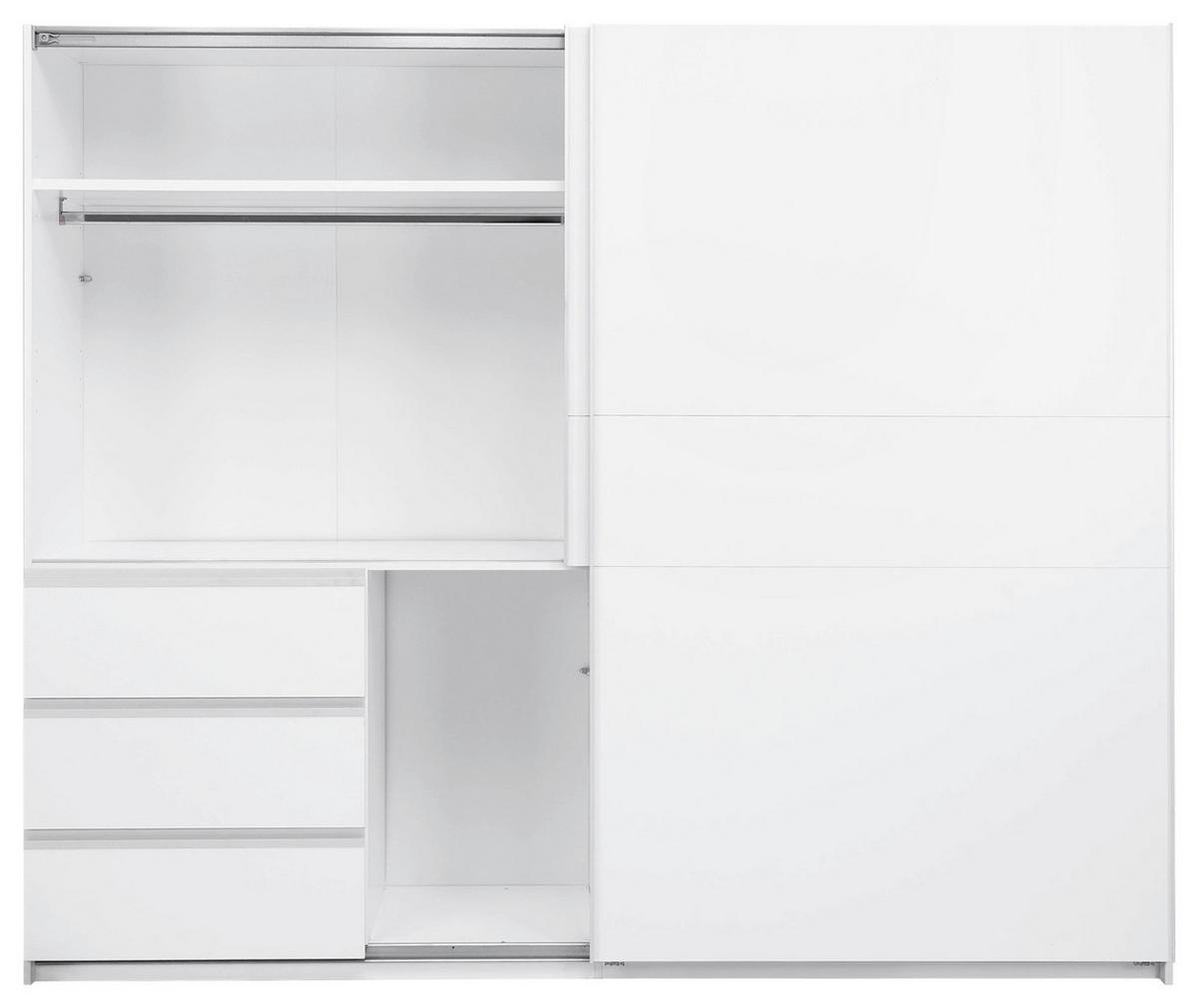 Omara Z Drsnimi Vrati Wilma, Bela - bela, Moderno, kovina/leseni material (250/210/61,5cm) - P & B