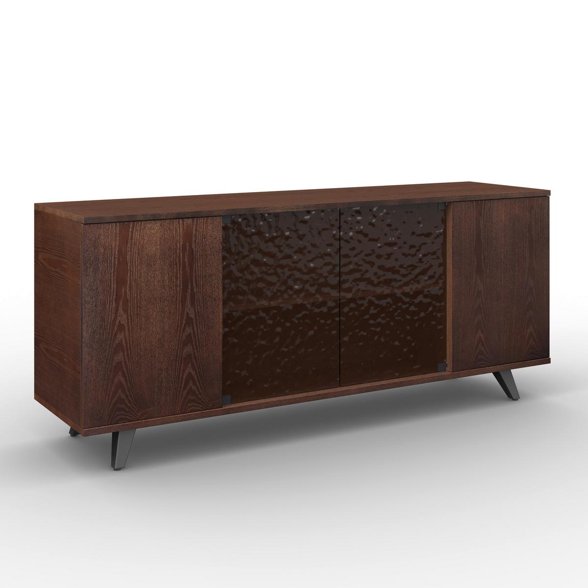 Sideboard Zelia Holz/Glas Braun/Walnussfarben - Walnussfarben/Schwarz, MODERN, Glas/Holz (180/77/45cm) - Bessagi Home