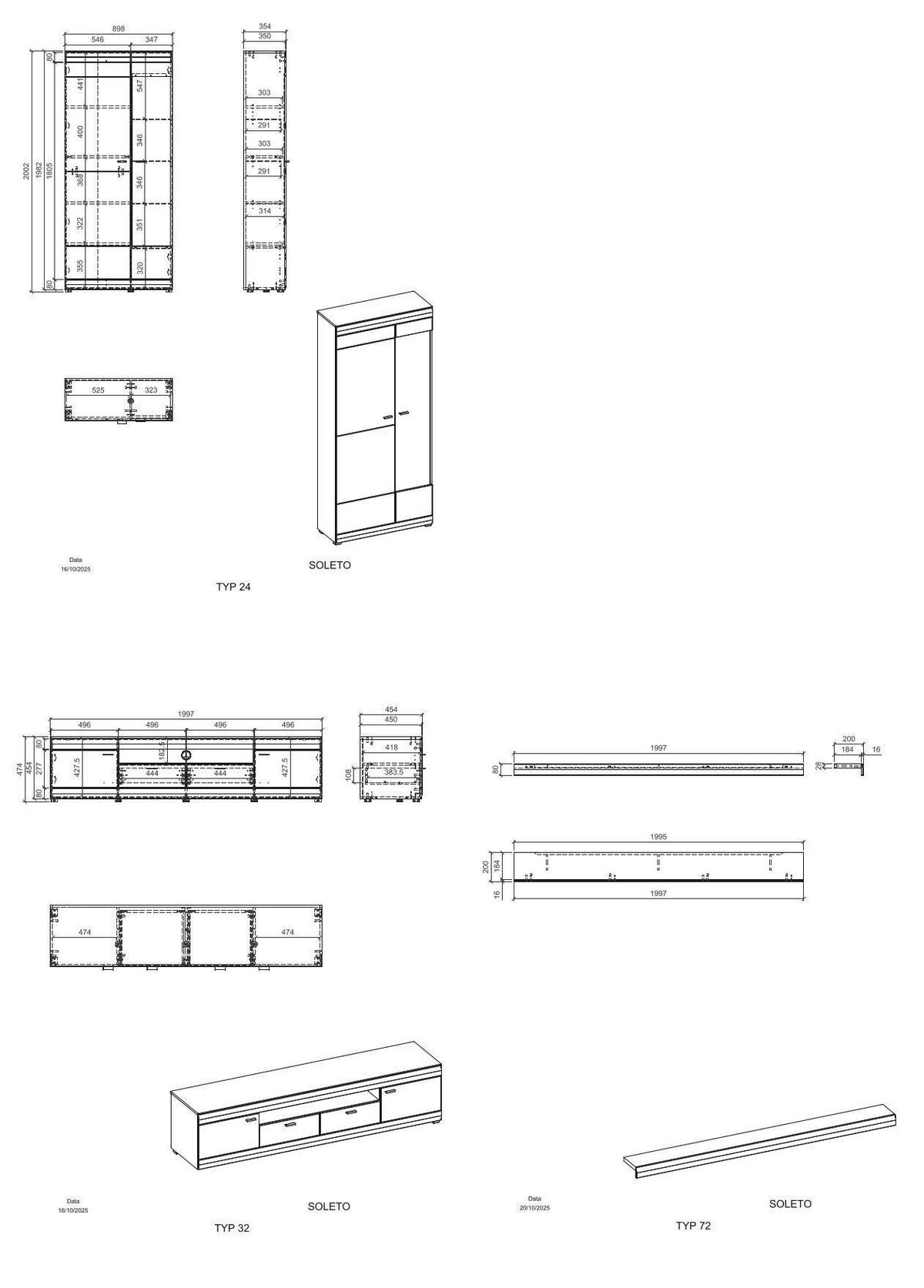 WOHNWAND SOLETO - Eichefarben/Graphitfarben, Design, Glas/Holzwerkstoff (300/201/45cm) - MID.YOU