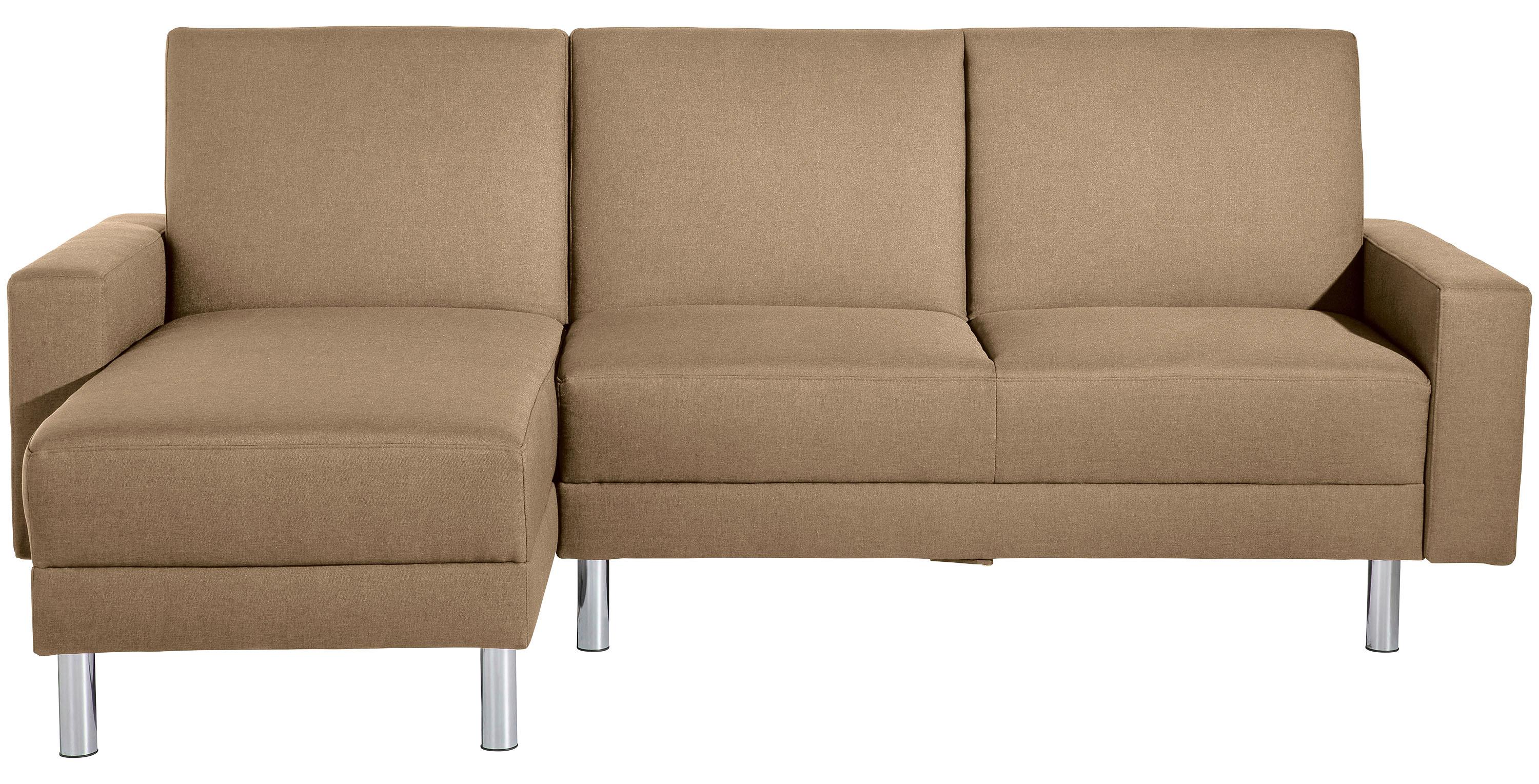 ECKSCHLAFSOFA JUST FASHION - Sandfarben/Chromfarben, KONVENTIONELL, Textil/Metall (152/230cm) - Max Winzer