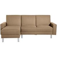 ECKSCHLAFSOFA JUST FASHION - Sandfarben/Chromfarben, KONVENTIONELL, Textil/Metall (152/230cm) - Max Winzer