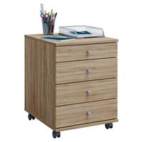 Rollcontainer Lona Mini Sonoma Eiche - Silberfarben/Sonoma Eiche, Basics, Holzwerkstoff/Kunststoff (42/57/50cm) - MID.YOU