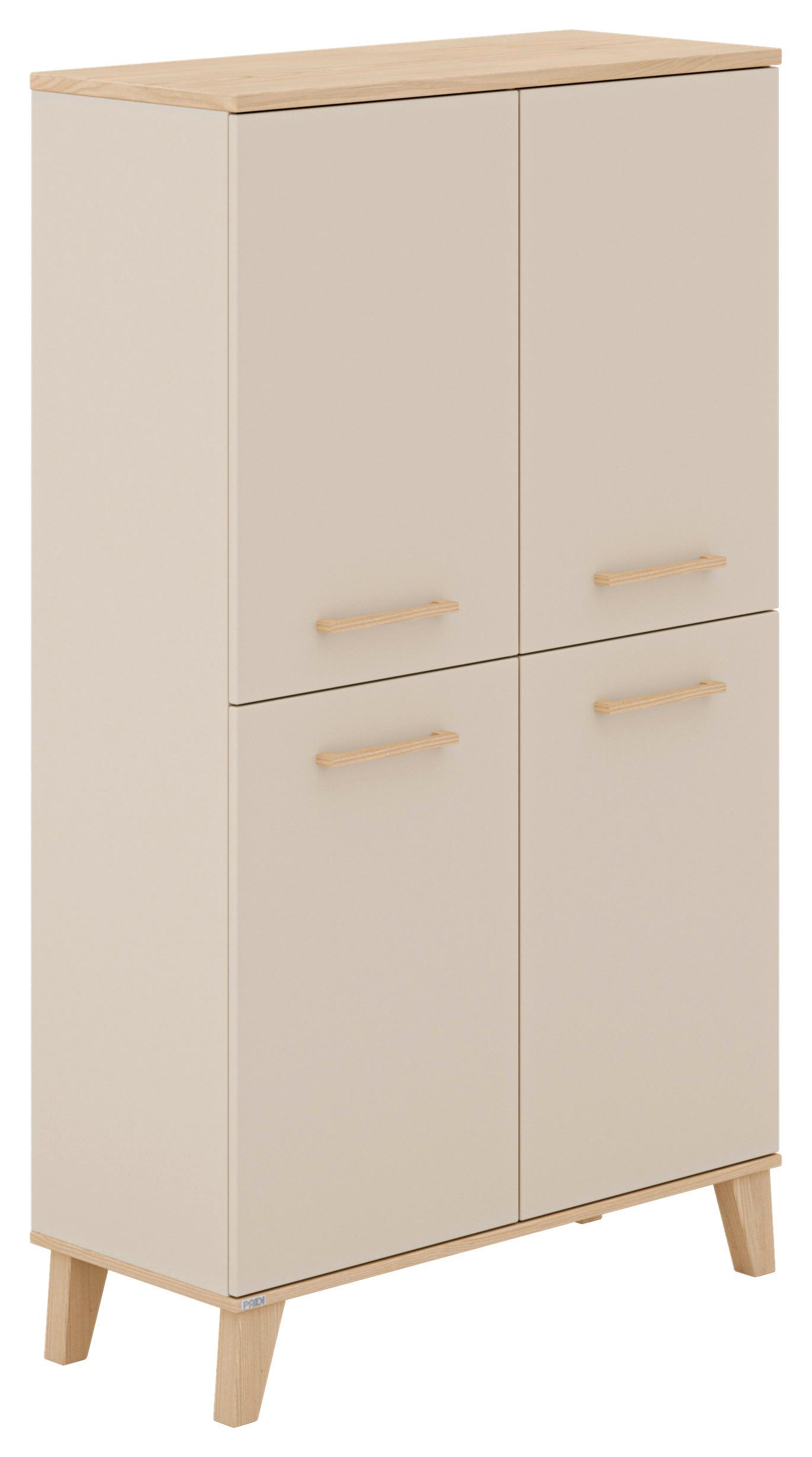 KOMODA WYSOKA MALIO - beżowy/kolor naturalny, Design, materiał drewnopochodny (95/161/40cm) - Paidi