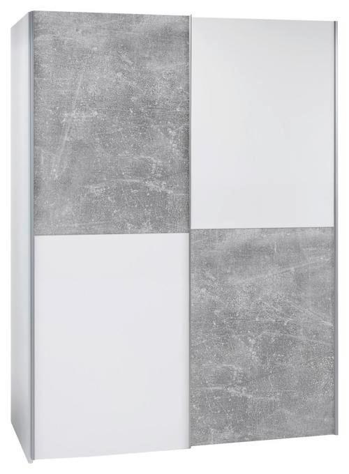 Omara Z Drsnimi Vrati Starter, Bela, Siva - srebrne barve/siva, Konvencionalno, kovina/leseni material (170/195/59cm) - P & B