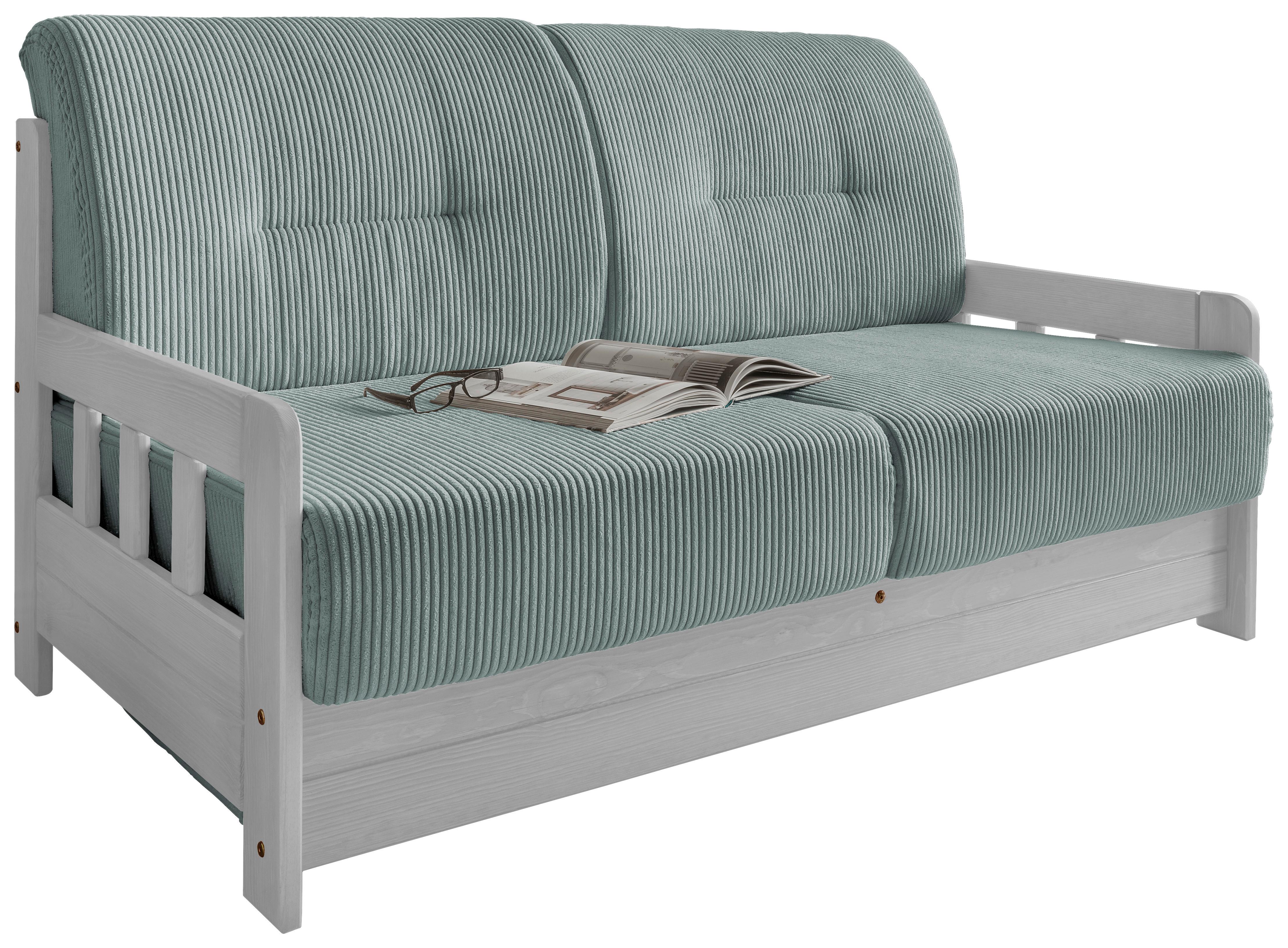 Schlafsofa Camino Holzkorpus Hellblau - Weiß/Hellblau, MODERN, Holz/Textil (154/88/90cm) - Livetastic
