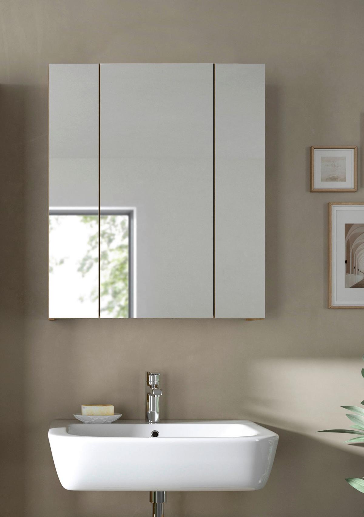 Element S Ogledalom Ice - hrast Artisan, Basics, staklo/drvni materijal (60/70/18cm) - MID.YOU