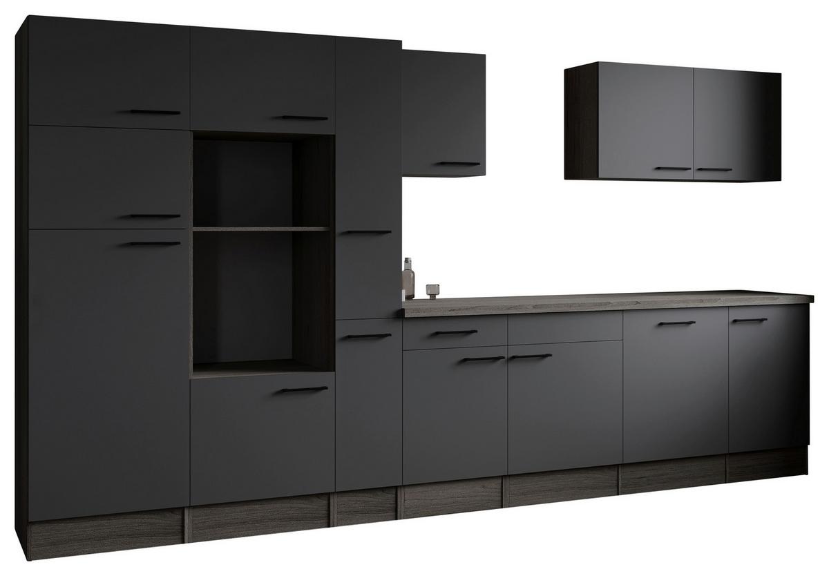 Kuhinjski Blok Brez Aparatov Oliver, 370cm - črna/siva, Design, kovina/leseni material (370cm) - Respekta