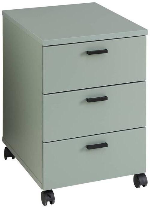 Rollcontainer Glenn Grün - Schwarz/Grün, MODERN, Holzwerkstoff/Kunststoff (45/66/55cm) - Mömax