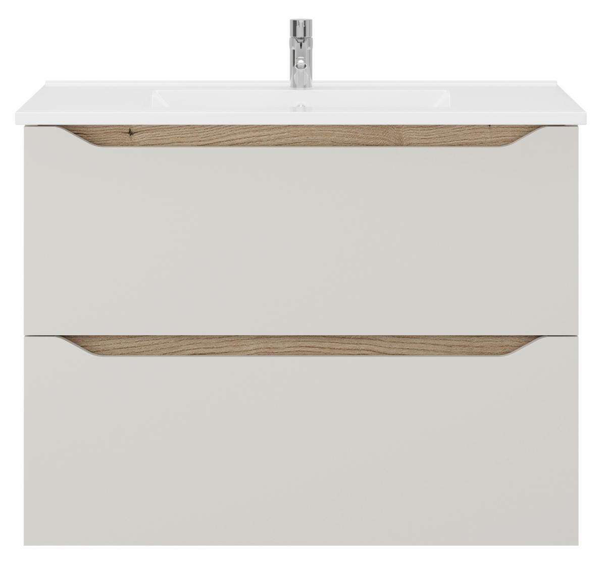 Waschbeckenunterschrank Mallorca Kaschmir/Eiche - Kaschmir/Weiß, MODERN, Keramik/Holzwerkstoff (80/62/46cm) - Based