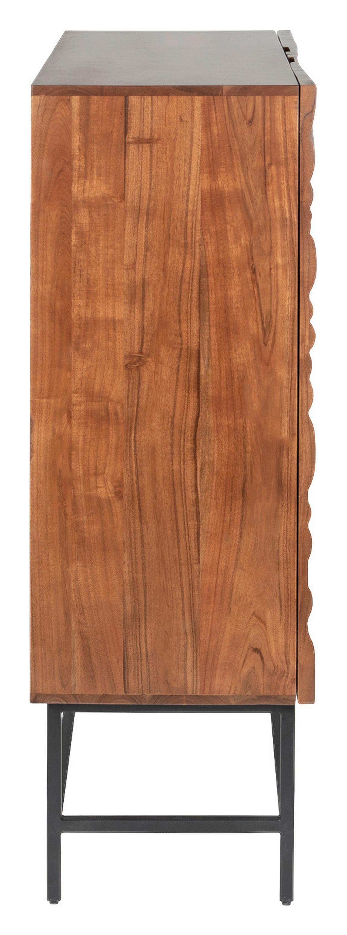 Highboard Wave Walnussfarben - Walnussfarben/Schwarz, Trend, Holz/Metall (100/120/40cm) - P & B