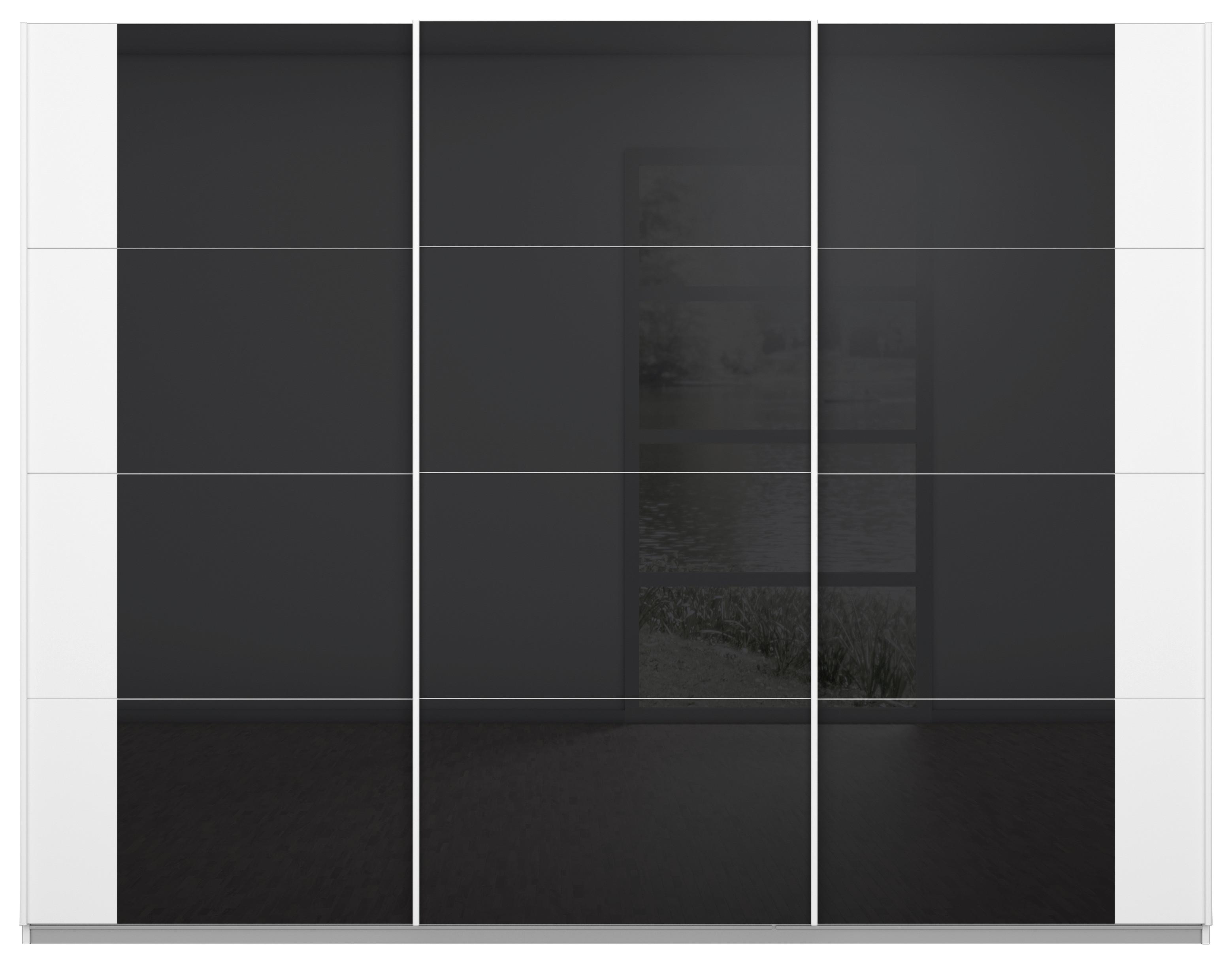 DULAP USI CULISANTE ARTEMIS - alb/antracit, Modern, sticlă/material pe bază de lemn (271/210/62cm) - Modern Living