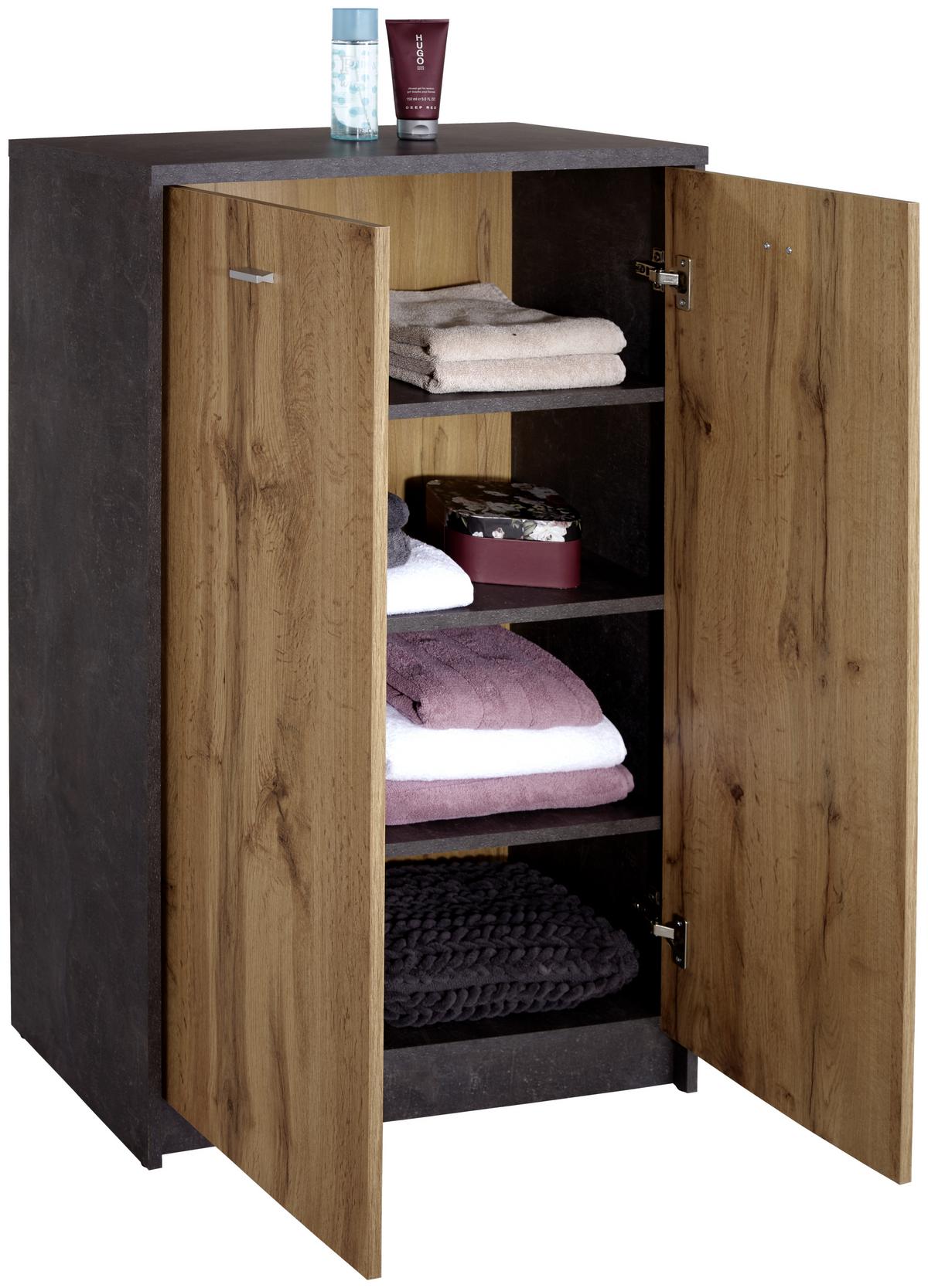 Komód 2 Ajtó 4-You - tölgyfa színű/szürke, Modern, faalapú anyag (74/111.4/34,6cm)