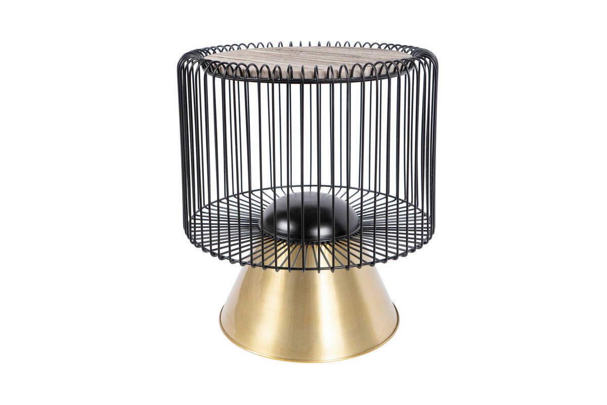 BEISTELLTISCH UOHXV-BRW - Goldfarben/Schwarz, Basics, Stein/Metall (51/56,5/51cm) - Kayoom