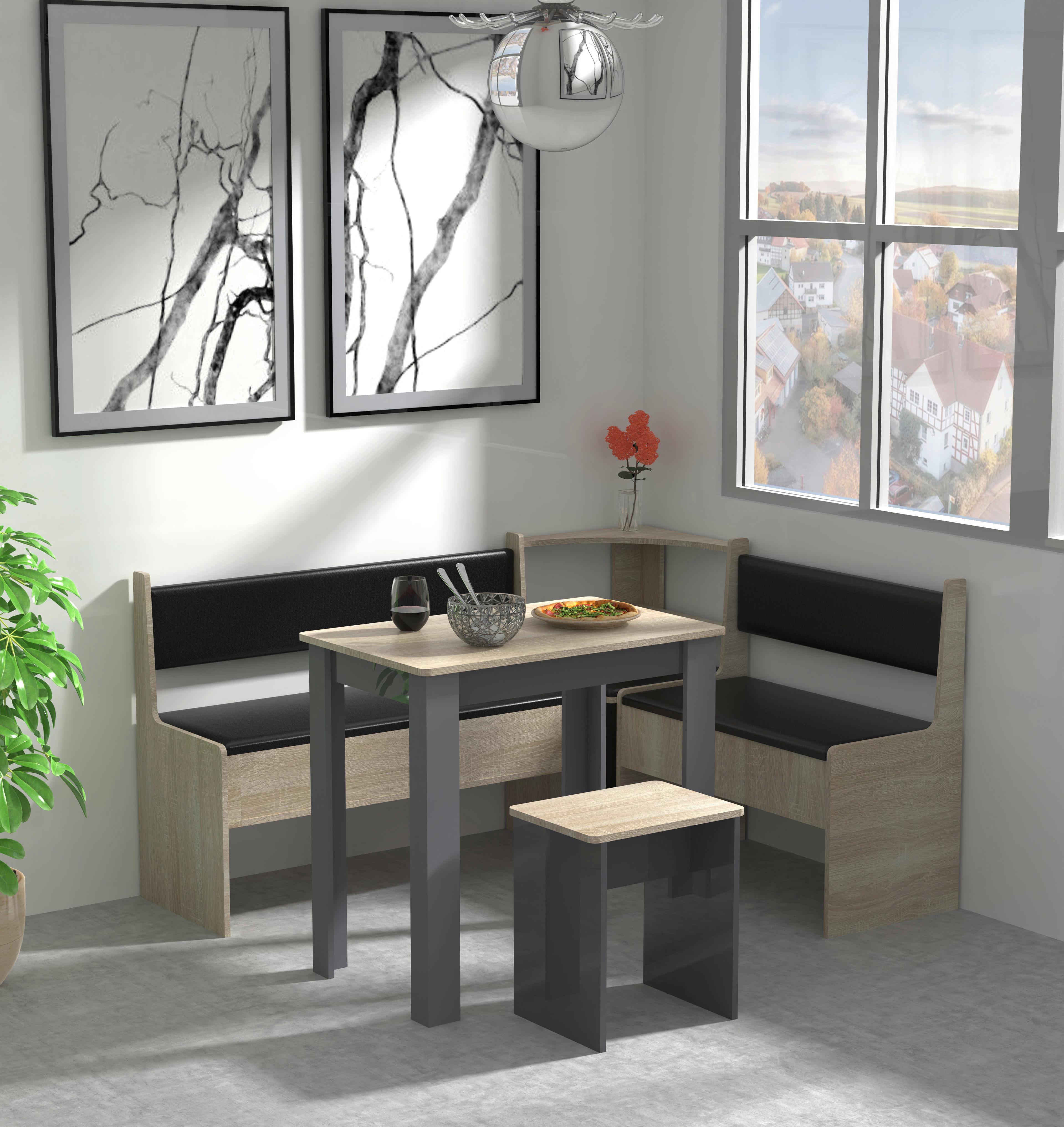 Kotna Garnitura Esal, Siva, Hrast - antracit, Moderno, leseni material (153/115cm) - MID.YOU