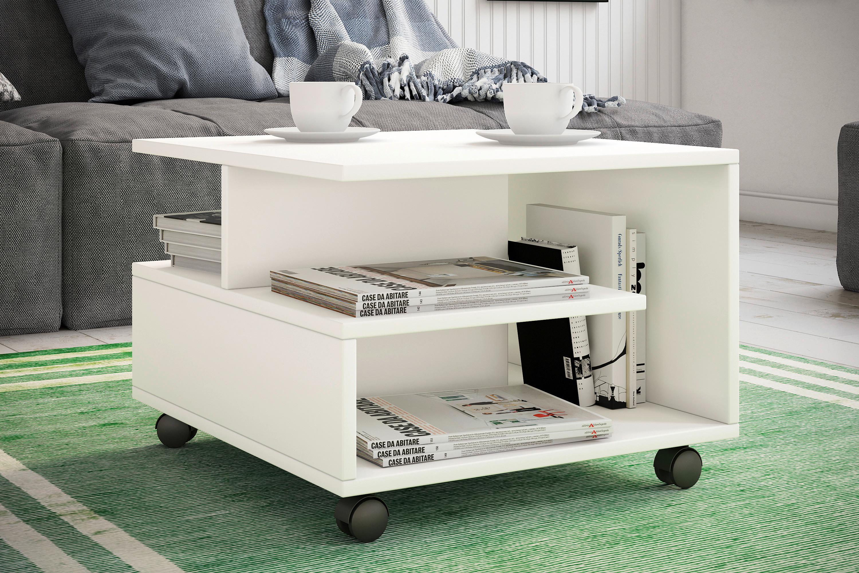 COUCHTISCH STANGO S - Weiss, Design, Holzwerkstoff/Kunststoff (50/50/40cm) - MID.YOU