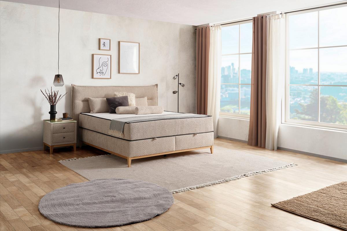 Box Krevet Smile - krem, Konvencionalno, drvni materijal/drvo (180/200cm) - Premium Living