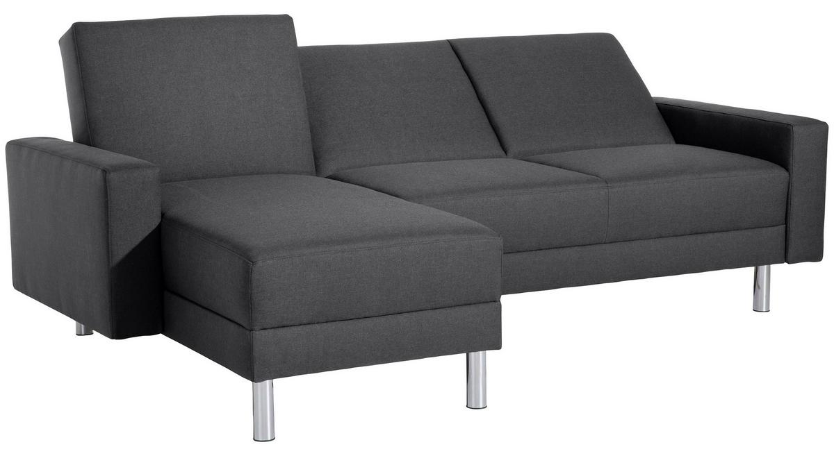 ECKSCHLAFSOFA JUST FASHION - Chromfarben/Graphitfarben, KONVENTIONELL, Textil/Metall (152/230cm) - Max Winzer