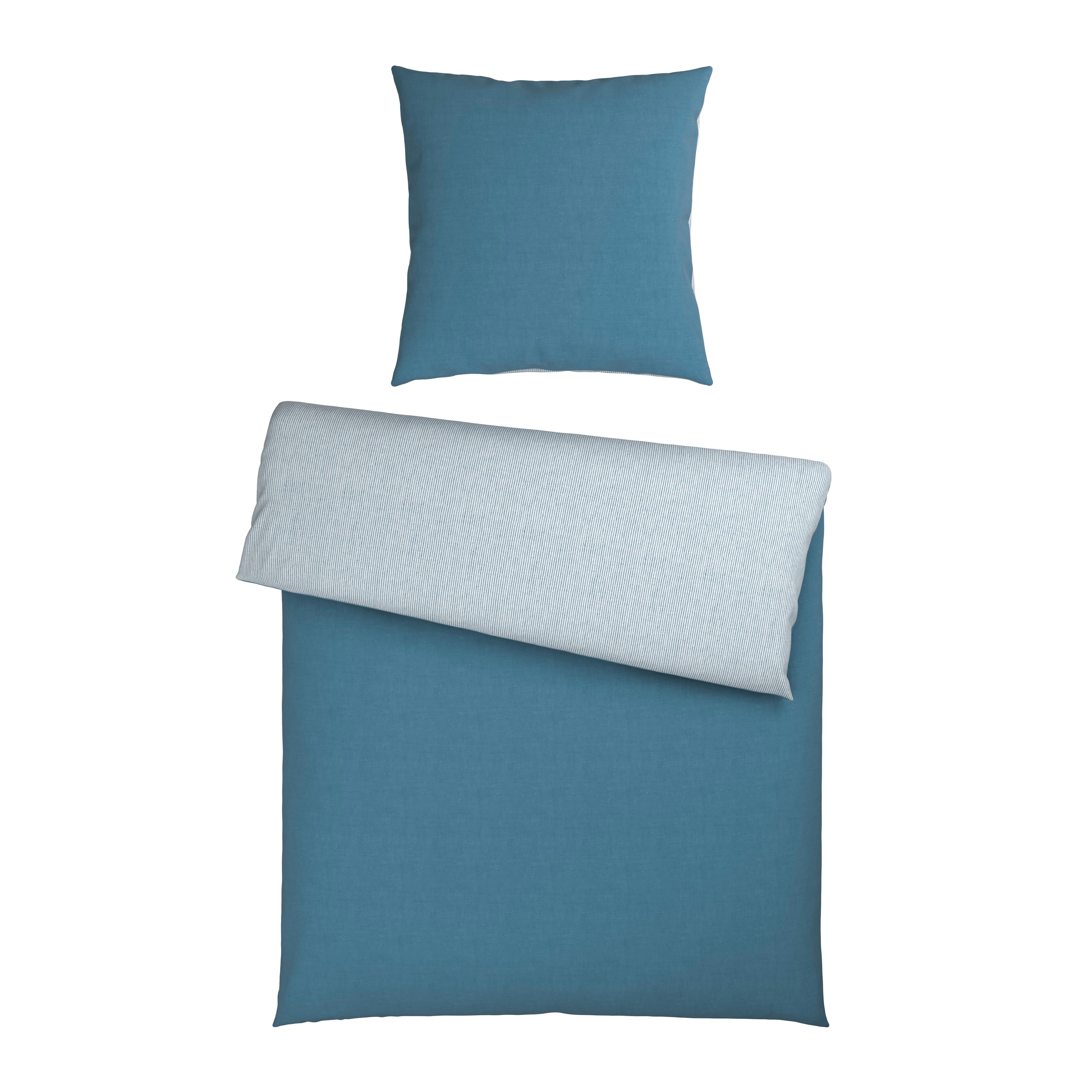 Bettwäsche Chambray Stripes Blau/Weiß ca. 135x200cm - Blau/Weiß, MODERN, Textil (135/200cm) - Mömax