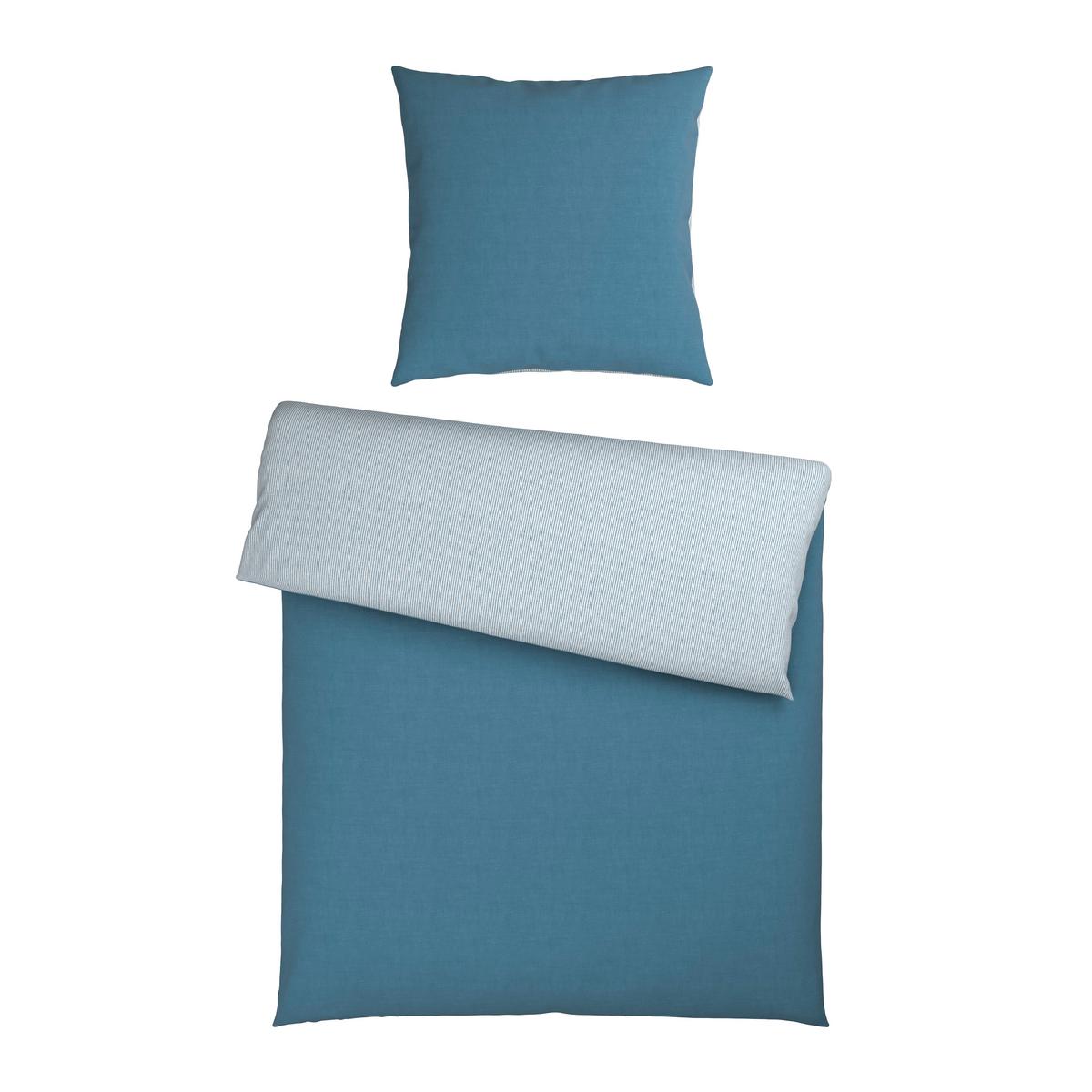 Bettwäsche Chambray Stripes Blau/Weiß ca. 135x200cm - Blau/Weiß, MODERN, Textil (135/200cm) - Mömax