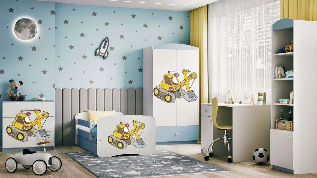 Otroška Postelja Babydreams, Bela, Modra, 80x160cm - modra/bela, Moderno, tekstil/leseni material (80/160cm) - MID.YOU