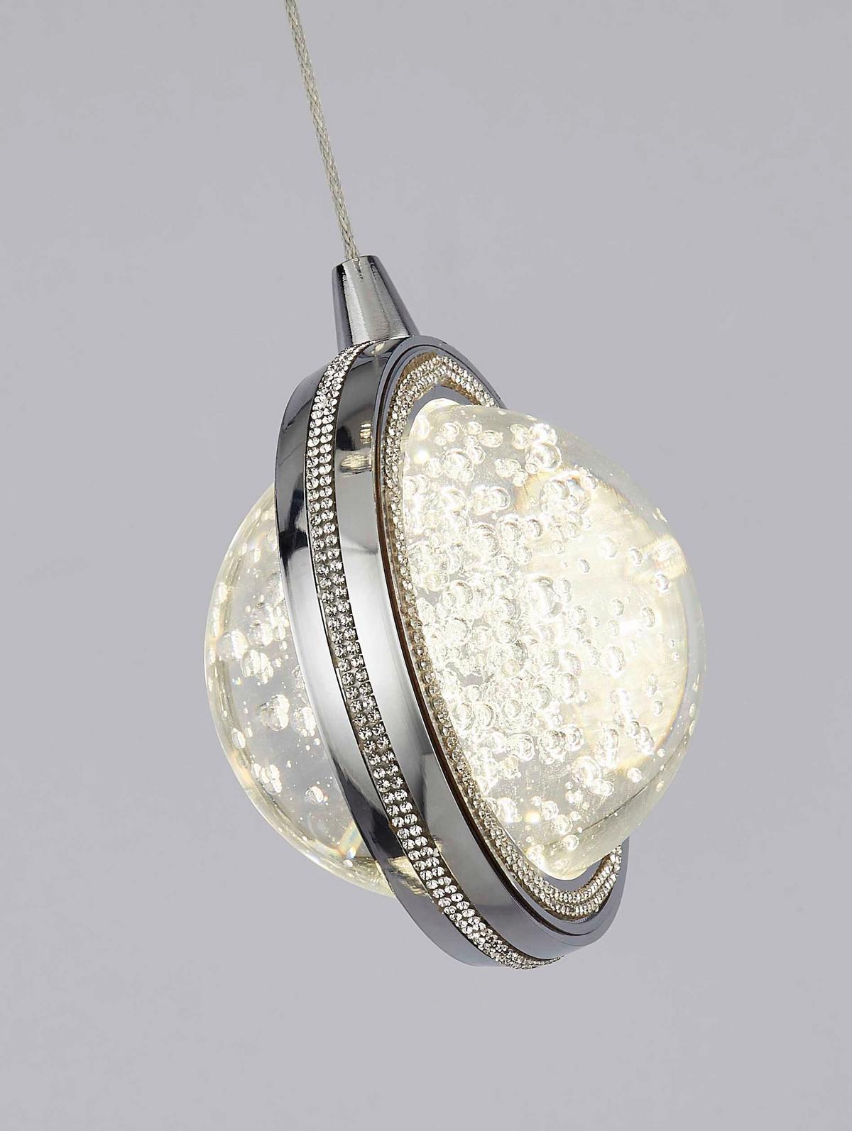 LED Függőlámpa 28701-5cc Quartz - krómszínű/áttetsző, Konventionell, üveg/fém (31/150cm) - Searchlight