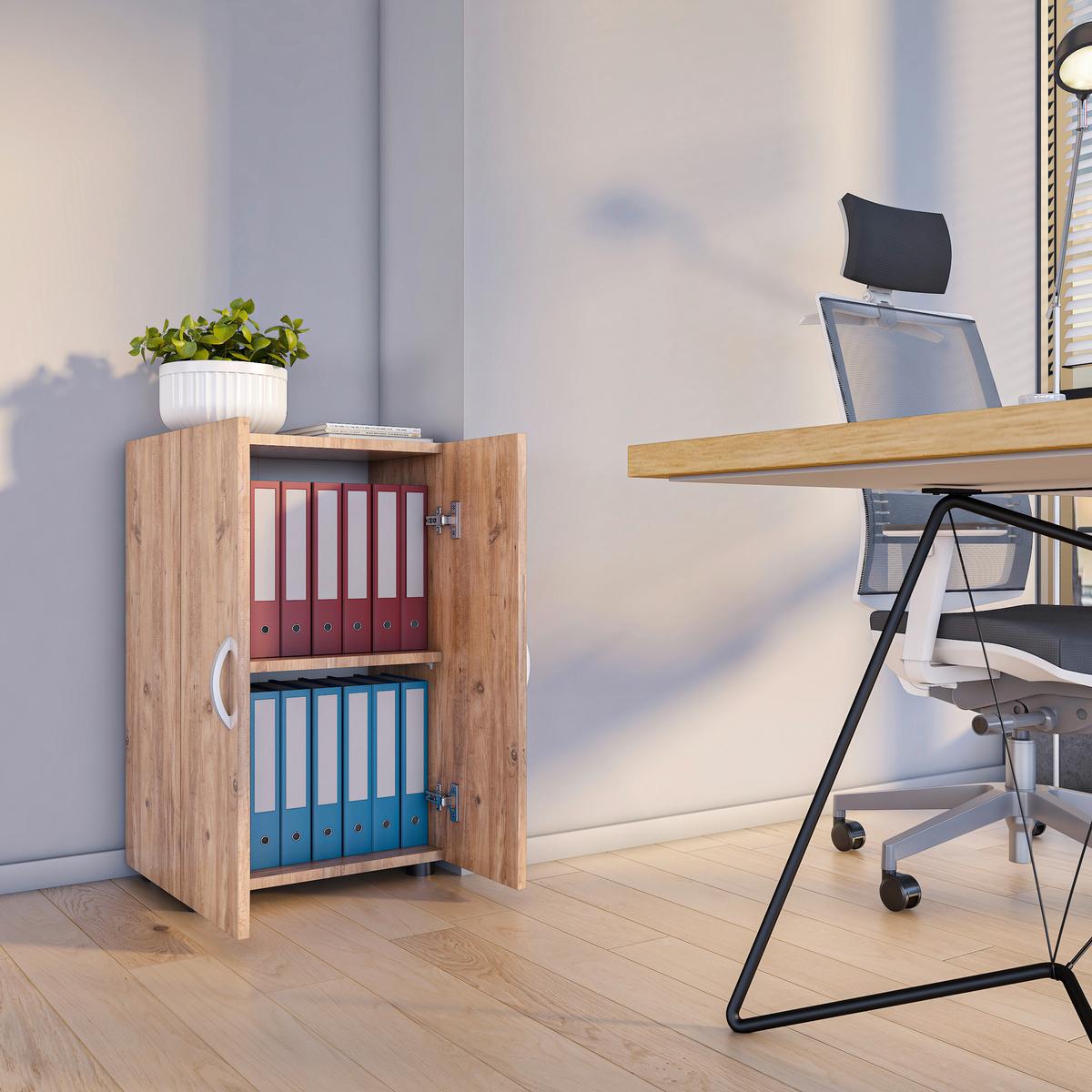 Pisarniška Omara Ulas 2, Hrast - medeni hrast, Moderno, leseni material (49/74/34cm) - MID.YOU