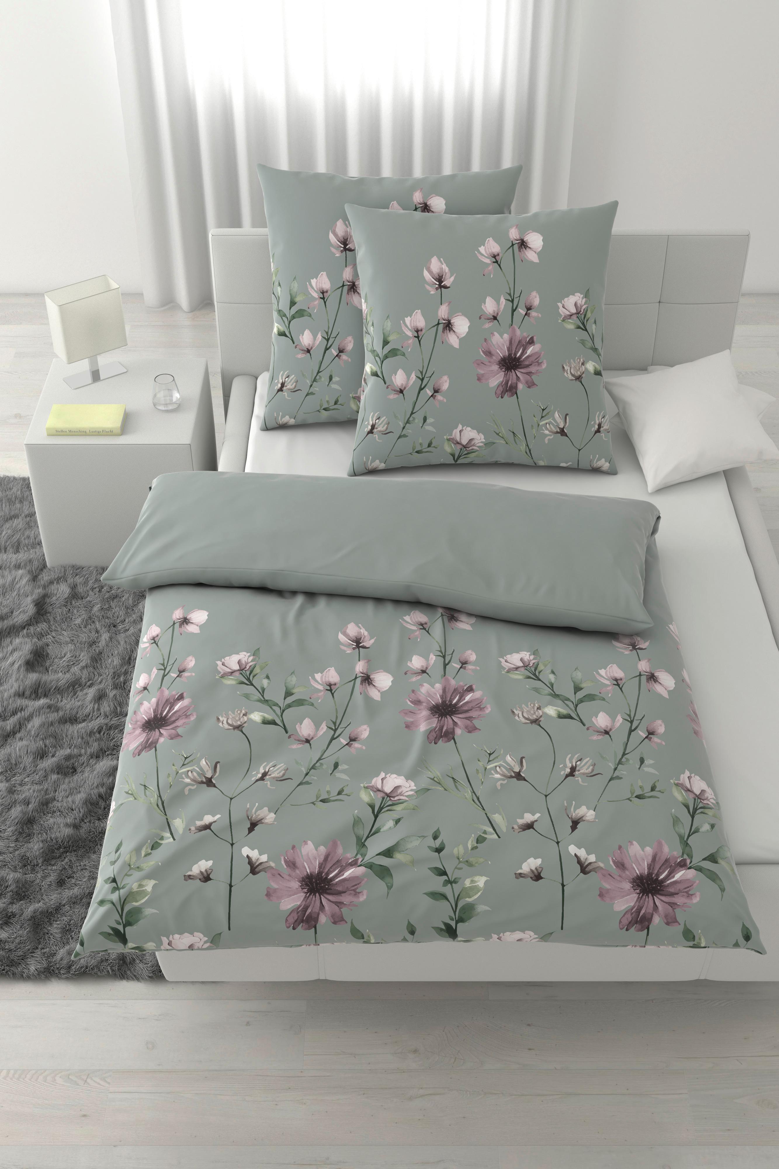 Bettwäsche Wiese XXL Grün ca. 200x200cm - Grau, KONVENTIONELL, Textil (200/200cm) - Mömax