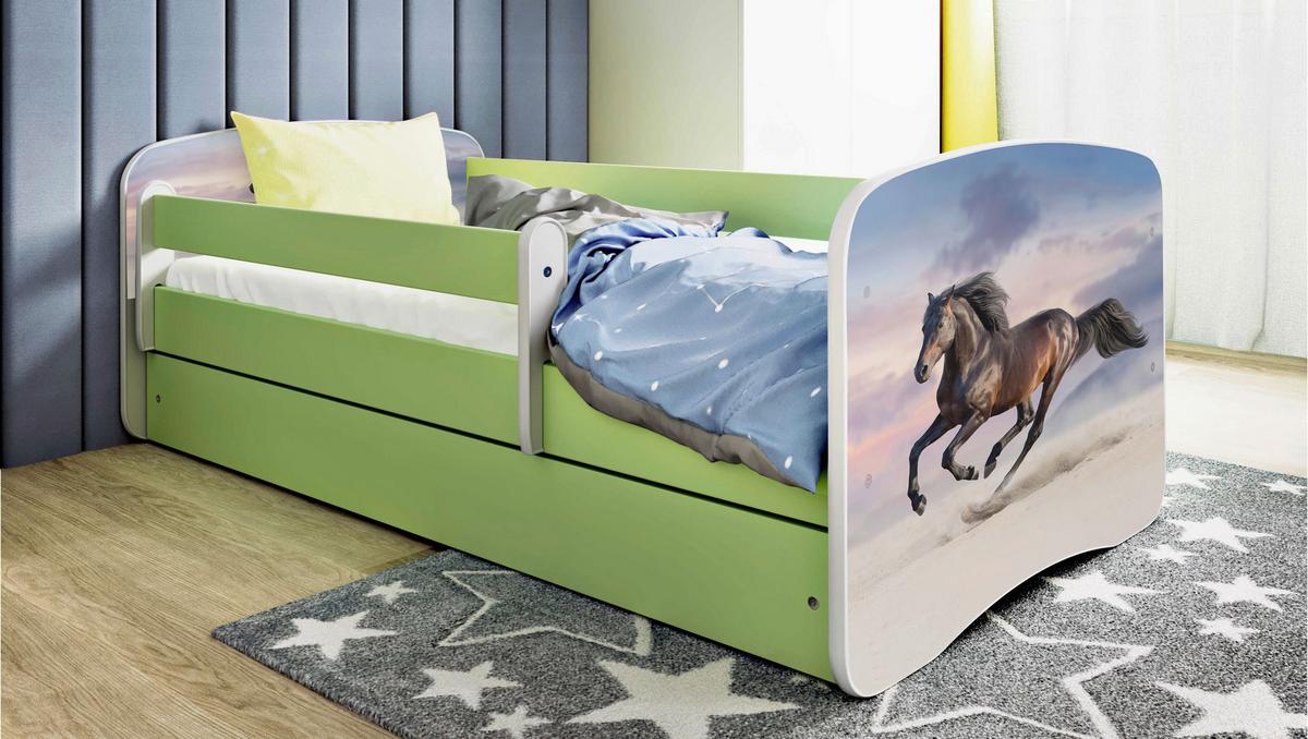 Otroška Postelja Babydreams, Bela, Zelena, 80x160cm - zelena/bela, Moderno, tekstil/leseni material (80/160cm) - MID.YOU