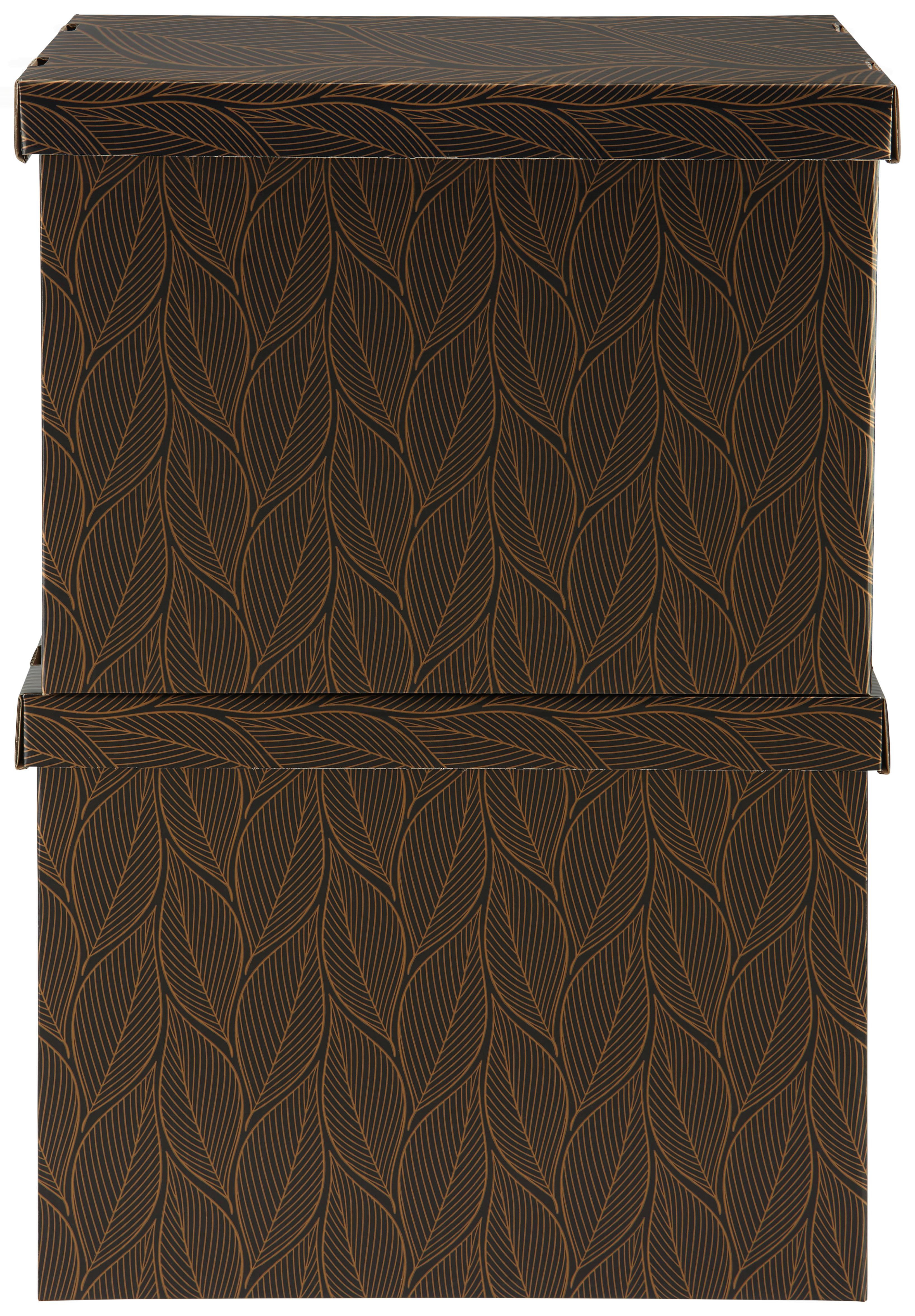 BOX MIT DECKEL JIMMY -EXT- - Goldfarben/Schwarz, Karton (44,3/33,5/32,5cm) - Mömax