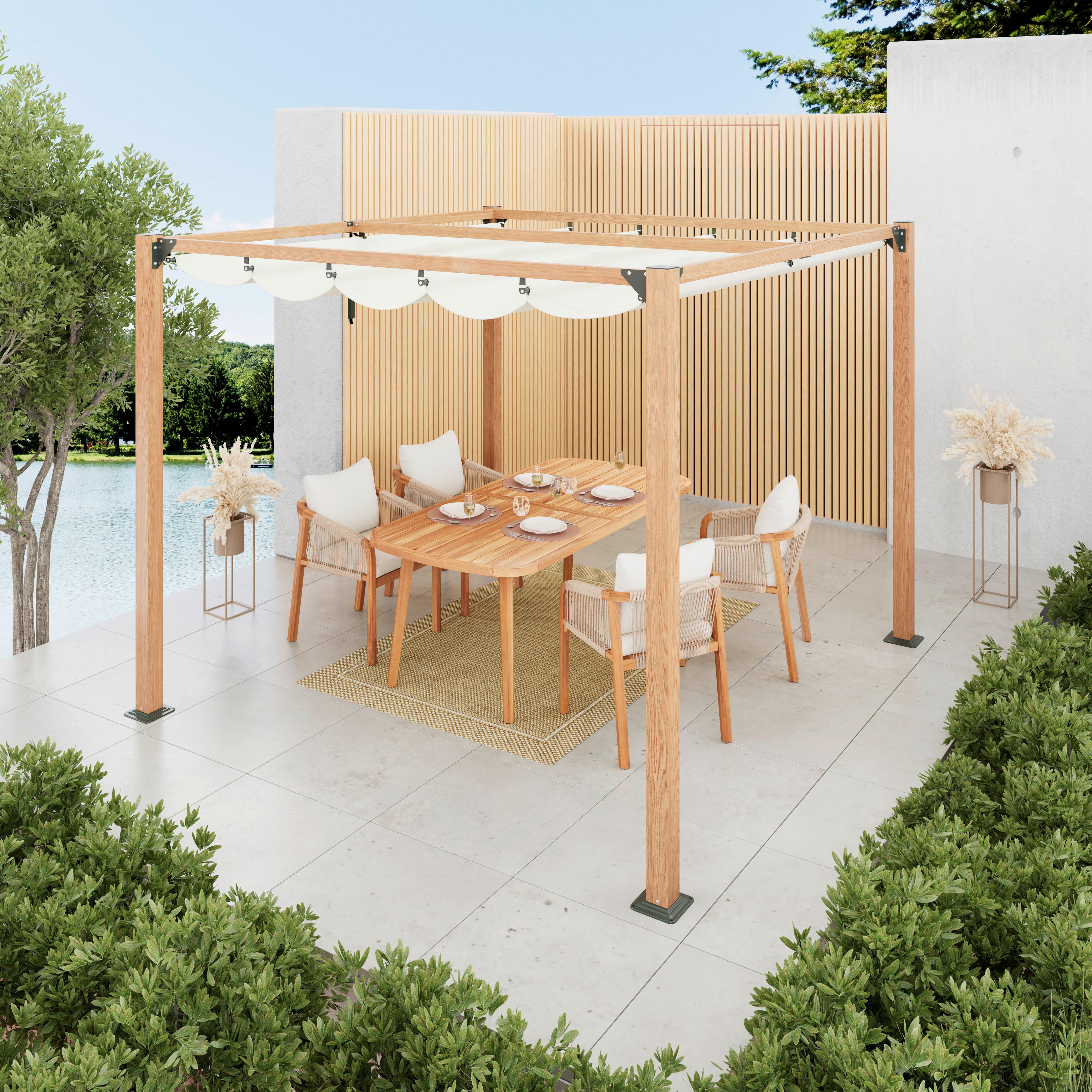 Pavilon Josi - natúr színű/fekete, Modern, textil/fém (300/230/300cm)