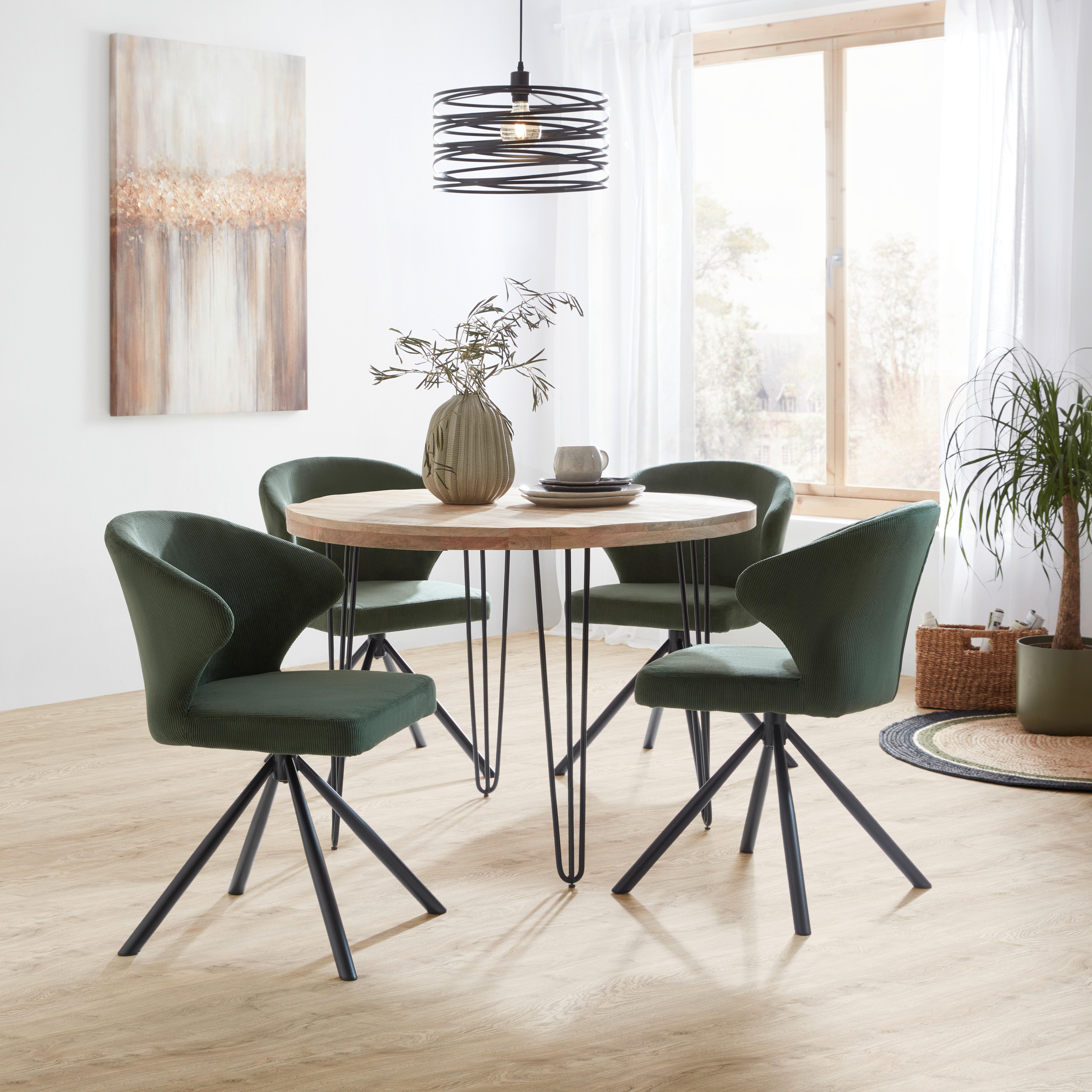 EETTAFEL BOTTNIC - Natuurlijke kleuren/Zwart, Lifestyle, Hout/Metaal (105/105/76cm) - Zandiara