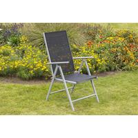 Gartensessel "Amalfi" klappbar verstellbar Metall/Textil - Silberfarben/Schwarz, KONVENTIONELL, Textil/Metall (57/108/65cm) - Gardenson