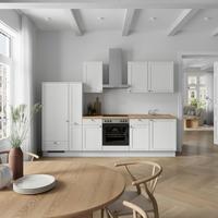 Küchenleerblock Frame Low o. Geräte Weiß - Edelstahlfarben/Eichefarben, MODERN, Holzwerkstoff/Metall (300cm) - Nobilia
