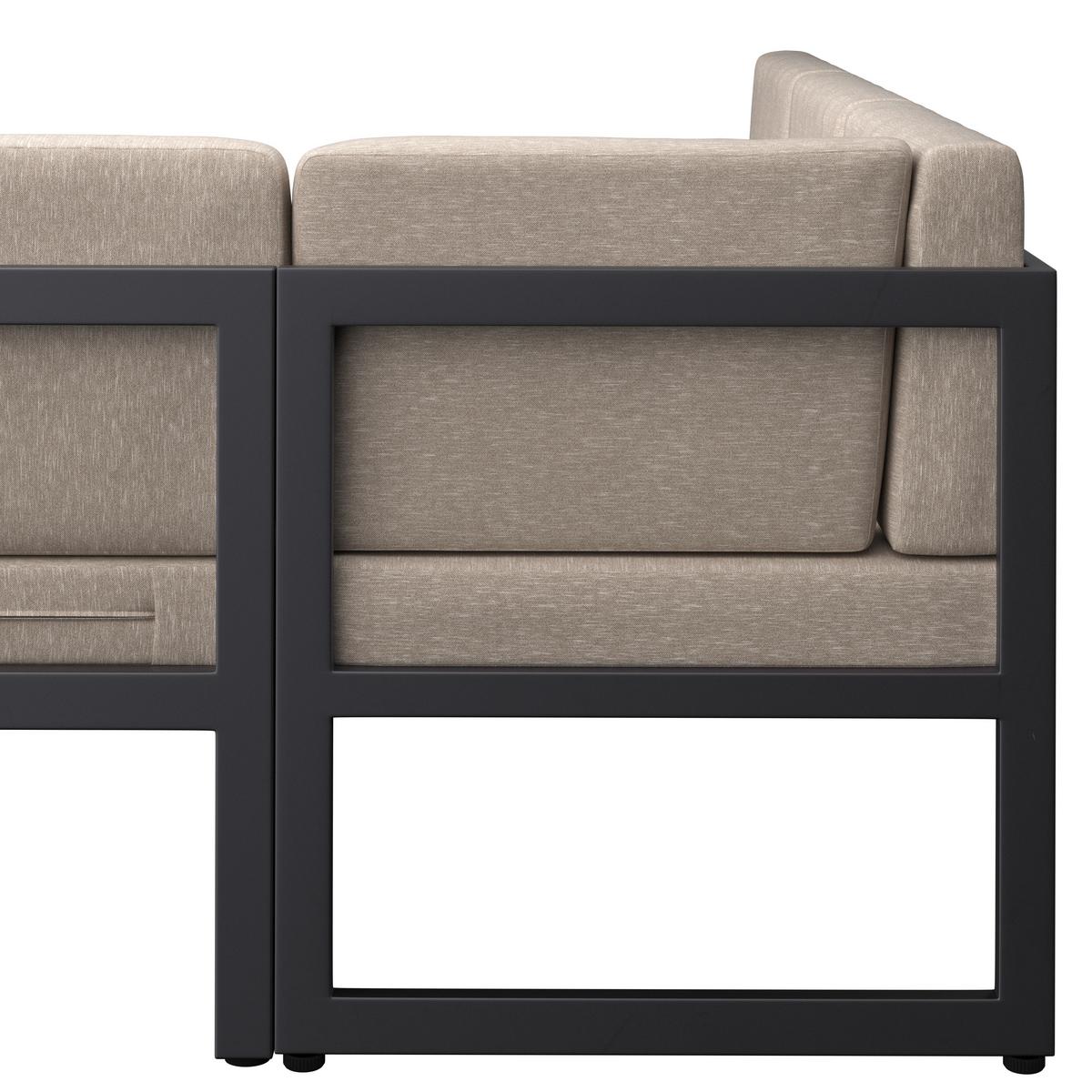 Lounge Garnitura Genf, Siva, 5-Delno - siva/svetlo siva, Moderno, kovina/steklo (213/136cm) - Beldano